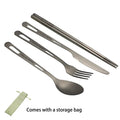 Titanium Camping Utensil Set - Portable Frosted Knife Fork Spoon Chopsticks