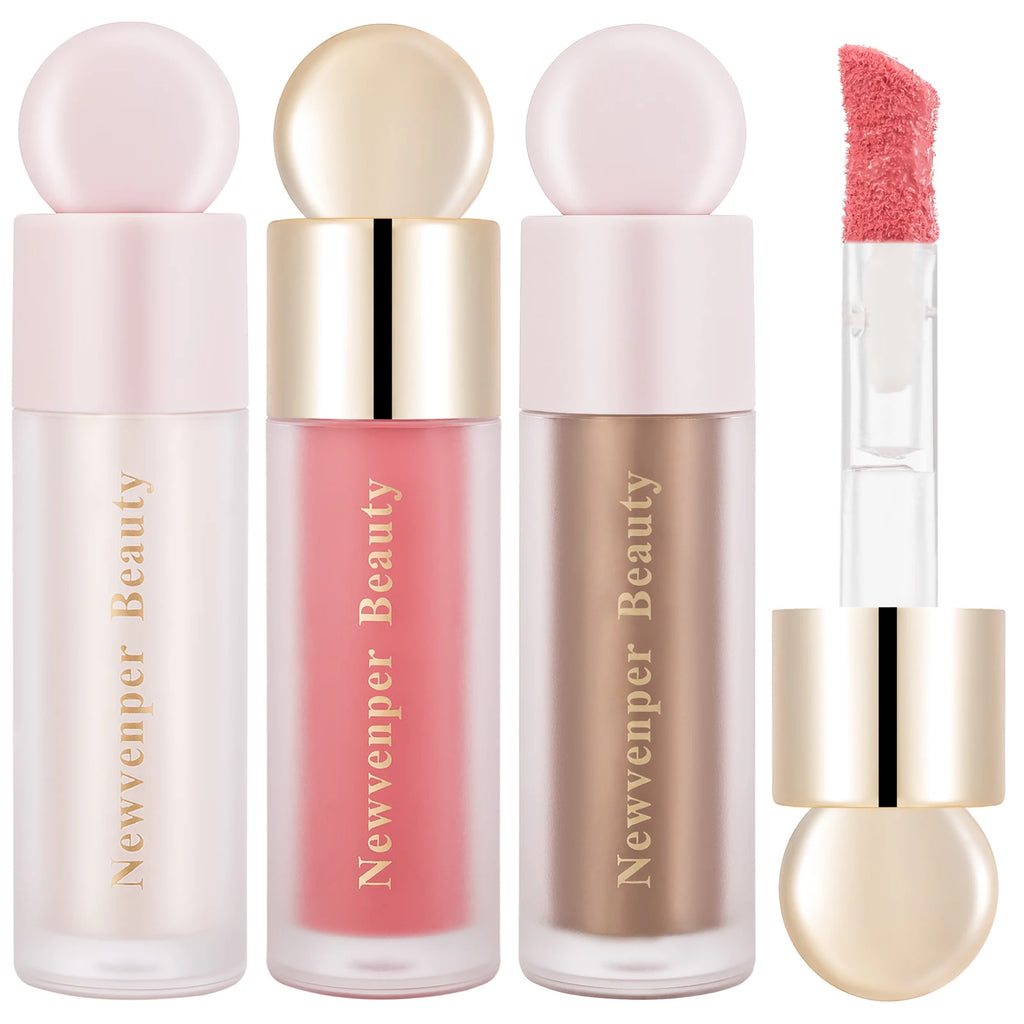 Liquid Highlighter, Blush & Contour Set for Face & Body - Natural Glow Finish