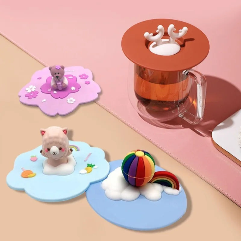 Silicone Cup Cover Heat-Resistant Leak-Proof Dustproof Mug Lid Universal Fit
