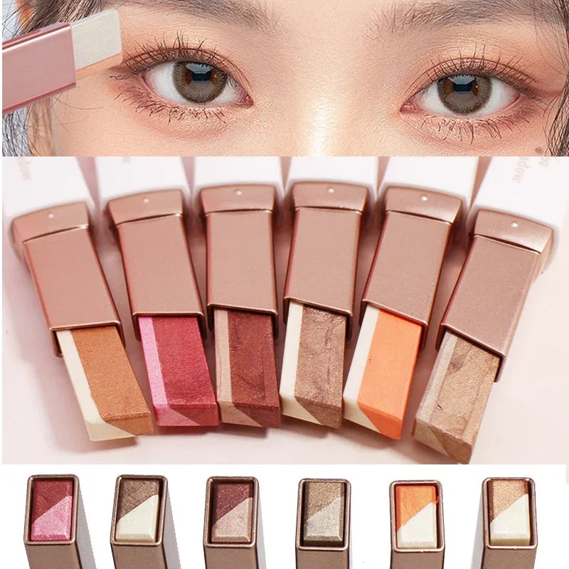 Double Color Glitter Eyeshadow Stick Waterproof Matte Bicolor Makeup Pen