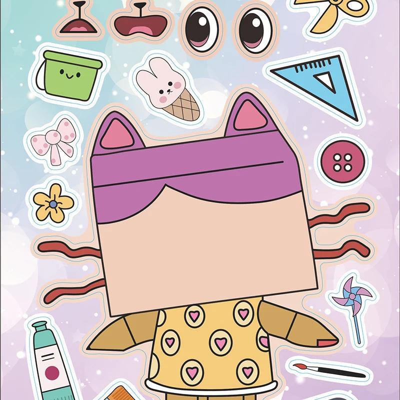 Children's Face Sticker Puzzle Sheets - DIY Interactive Kids Activity Set