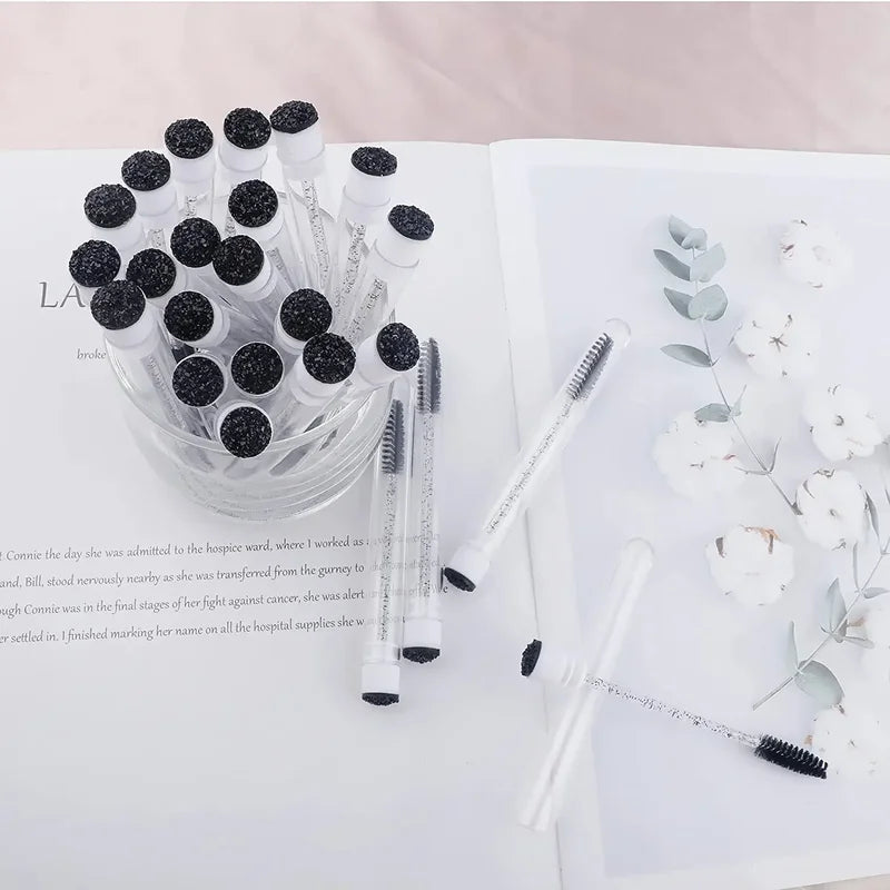 50PCS Reusable Eyelash Brush Tube with Micro Drill for Eyelash Extension and Eyebrow Application