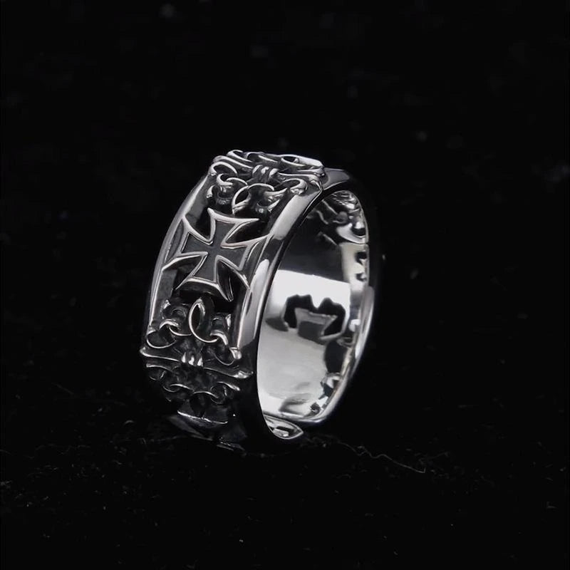 Adjustable Cross Ring Stainless Steel Punk Jewelry for Men and Women