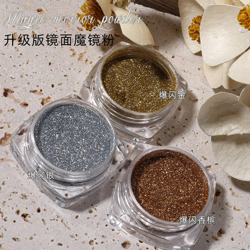 Luxury Gold Mirror Powder Nail Art Glitter Set - Metallic Chrome Pigments for UV Gel Polish & Manicure