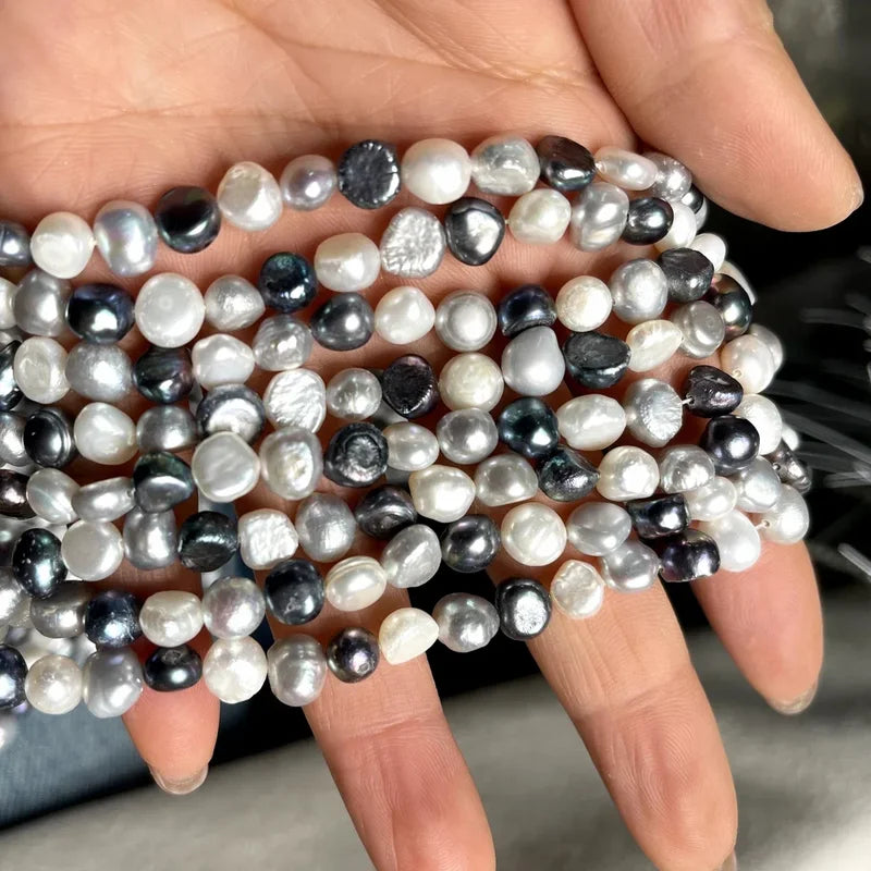 Natural Freshwater Pearl Beads 7-8mm Irregular Colored Beads for Jewelry Making - 18cm