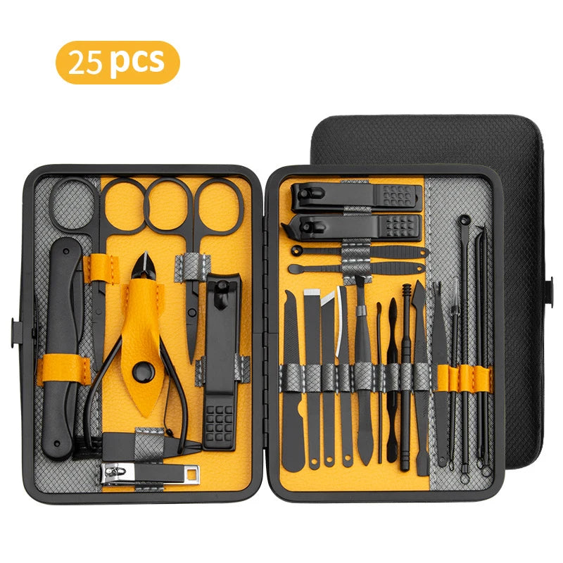 Professional Manicure & Pedicure Set 10/15/25 pcs Nail Clipper Kit with Portable Case