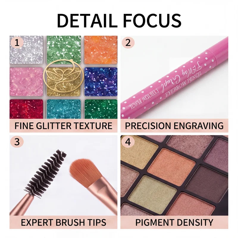 18-Piece Makeup Set with Eyeshadow, Brushes, Foundation & Gift Box