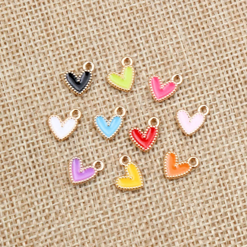 50 Pcs Colorful Alloy Heart Charms for Jewelry Making - DIY Pendants & Accessories