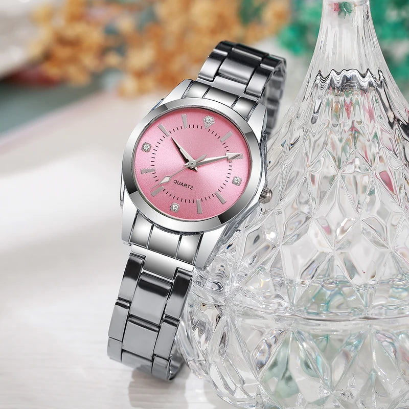 Fashion Women’s Rhinestone Quartz Wrist Watch - Casual Elegant Ladies Clock
