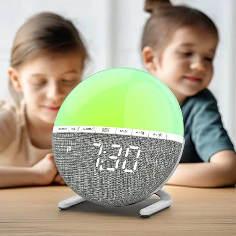 Sunrise Alarm Clock with Color Light and Natural Sounds - Wake Up Light for Bedroom & Living Room