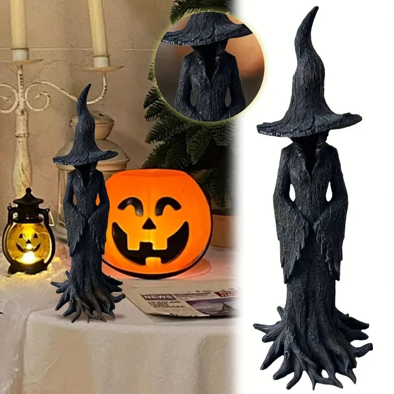 Dark Halloween Witch Resin Statue Gothic Decor Desktop Ornament Collectible Figurine