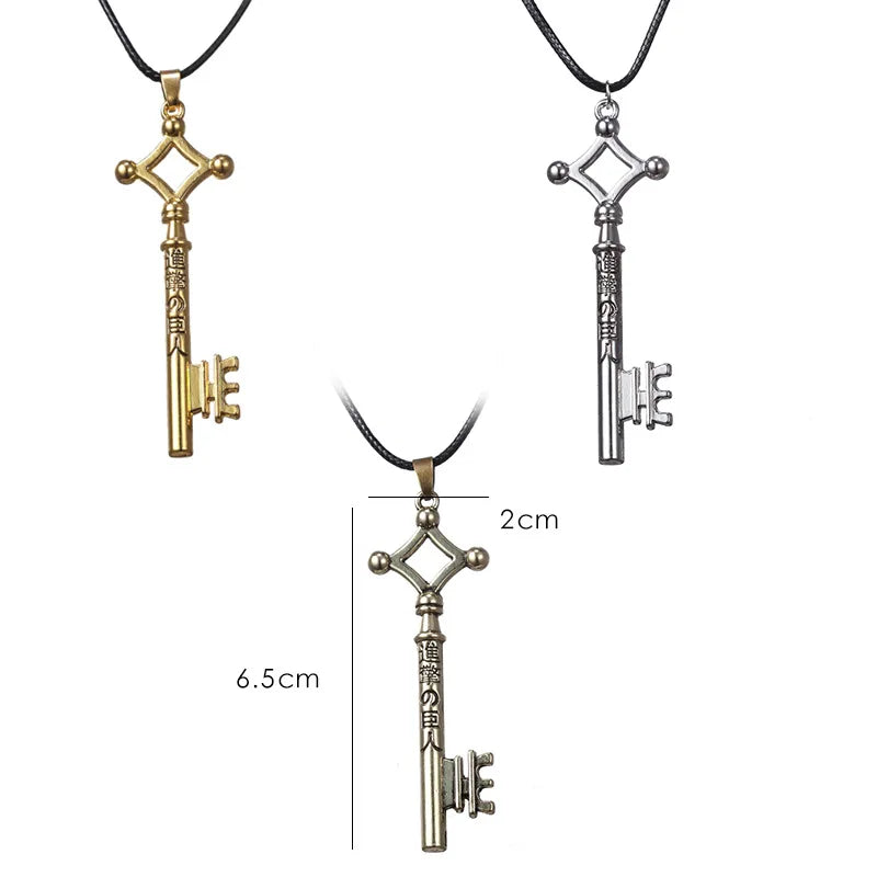 Attack On Titan Necklace Eren Key Pendant Anime Jewelry for Men