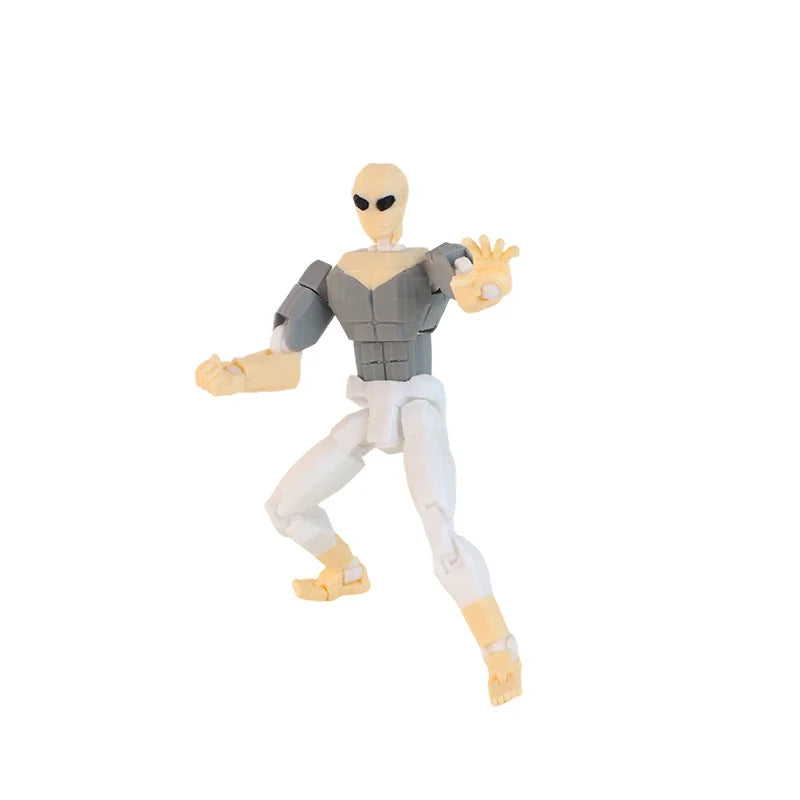 Multi-Jointed Invincible Boy Action Figure 13cm Collectible Model Toy - Light Blue Stripe