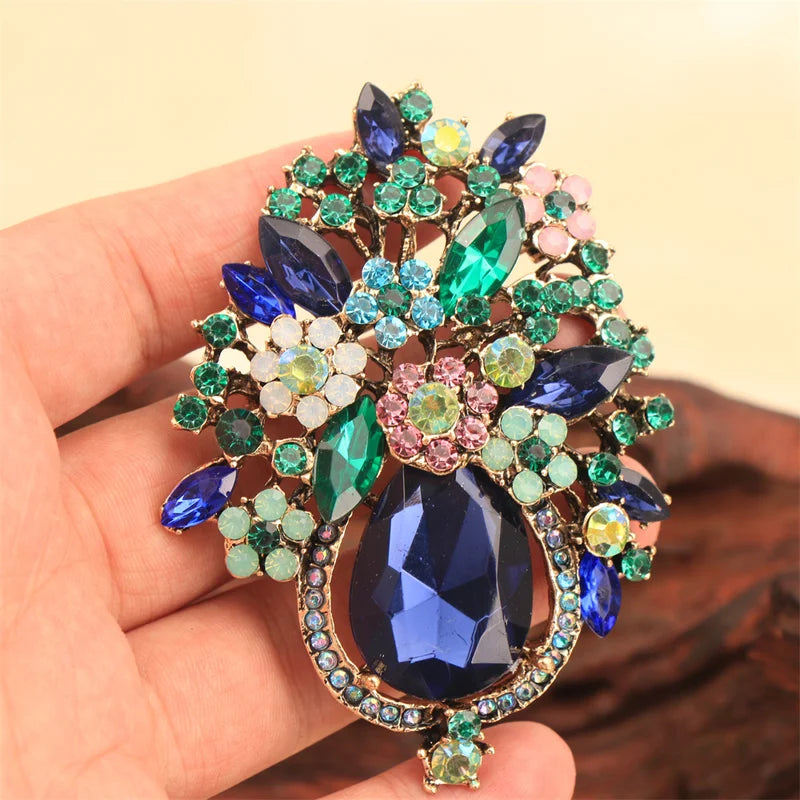 Luxury Flower Brooch Pin Jewelry Accessory for Men Women Wedding Party Gift