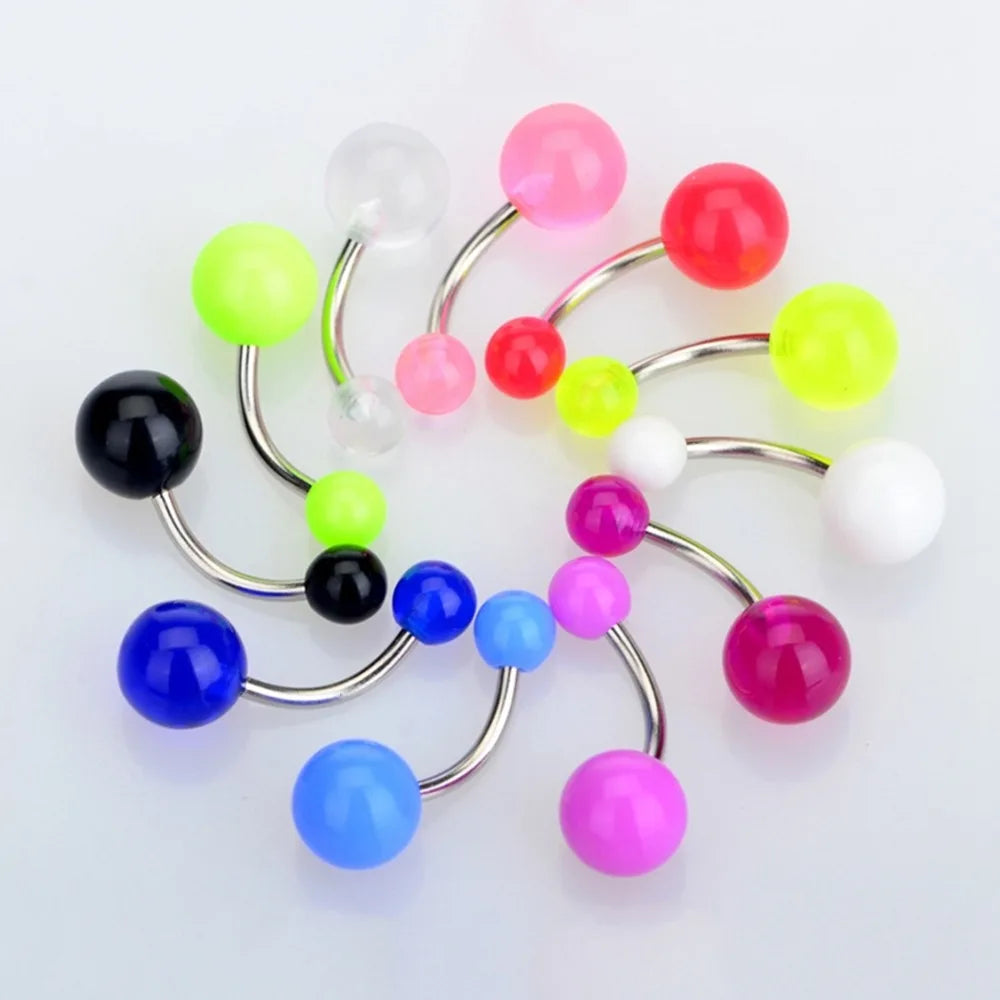 10 Pcs Belly Button Rings Surgical Steel Navel Jewelry Rhinestone Set
