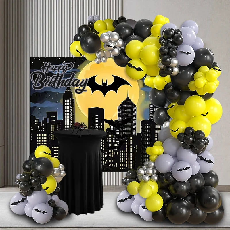 143-Piece Bat Theme Balloon Arch Kit with Latex Balloons & Bat Stickers for Halloween & Birthday Parties