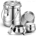 Paint Brush Cleaner Cup Airtight Stainless Steel Double Dipper Portable Wash Basin