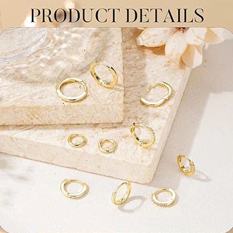 Sterling Silver Hoop Earrings for Women Men Micro Pave CZ Minimalist Huggie Jewelry