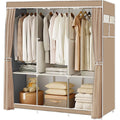 Portable Closet Organizer Storage Rack with 3 Hanging Bars and 6 Compartments