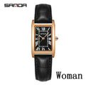 Luxury Couple Quartz Watches with Waterproof Sport Leather Strap - Square Dial