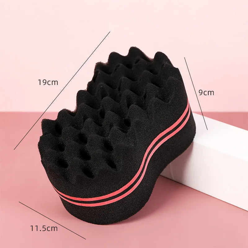 Oval Double Sides Twist Hair Sponge Brush for Natural Afro & Braids