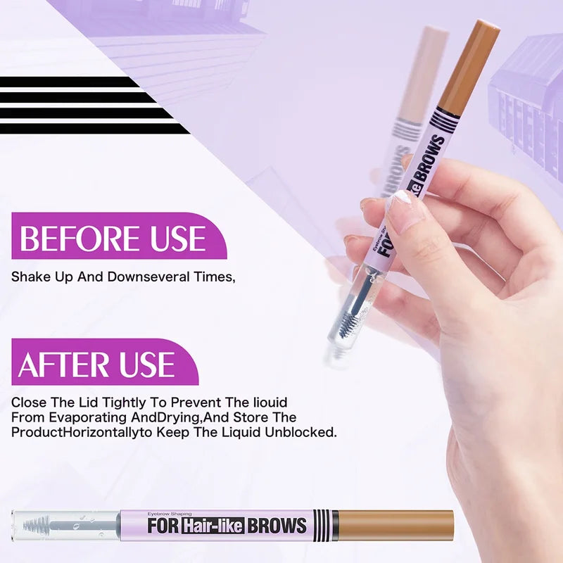 Double End Eyebrow Pencil Waterproof Gel Brow Makeup Kit - Natural & Long Lasting
