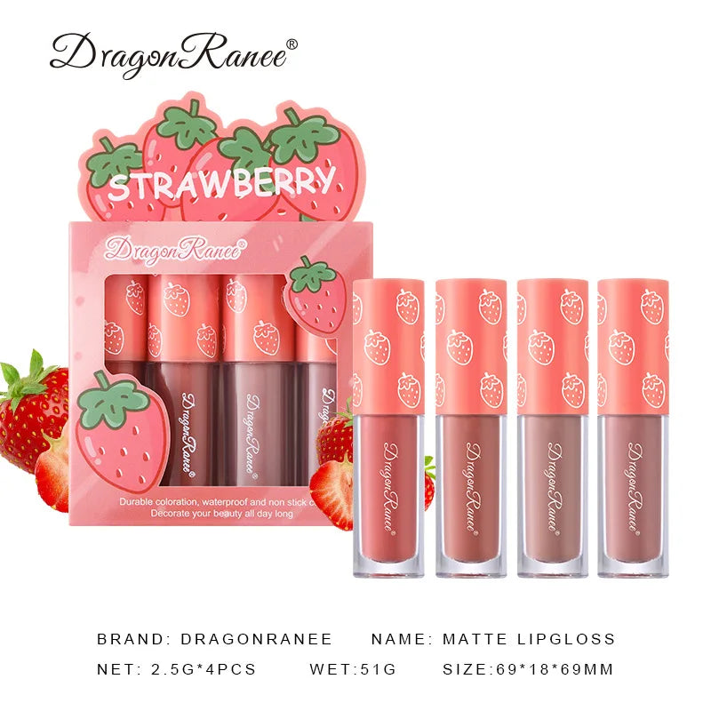 Mini Velvet Matte Lip Gloss Set - Long-Lasting, Non-Fading, Fruit Scented Lip Tint