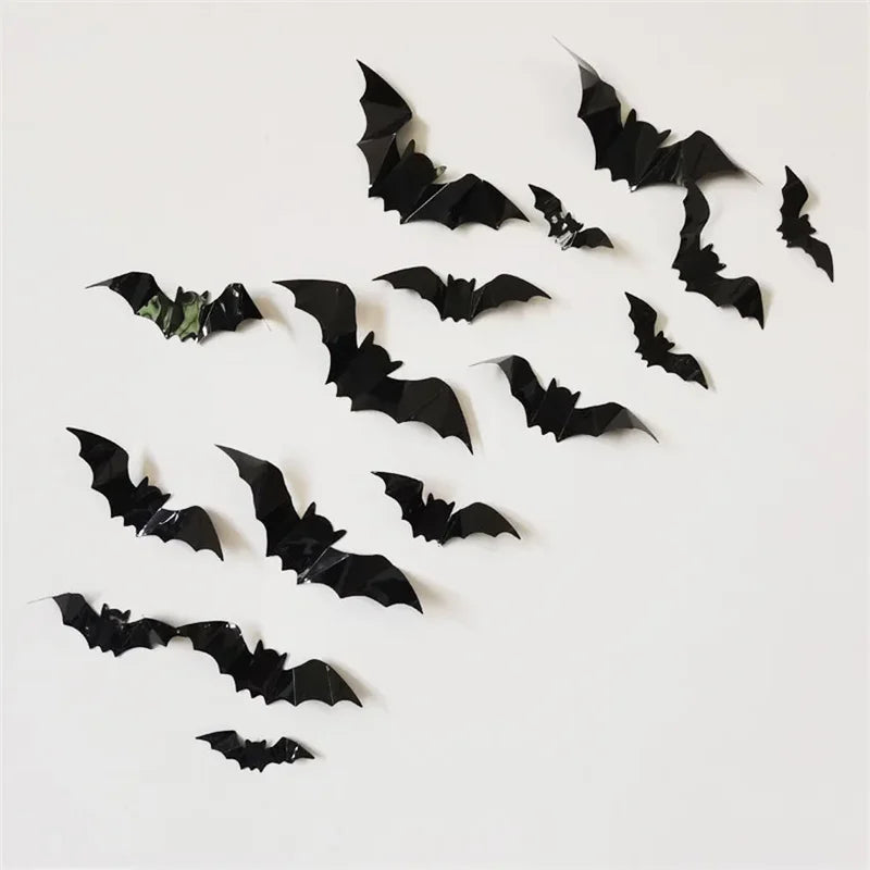 Halloween 3D Bat Wall Stickers - Removable Creepy Decor for Party & Home