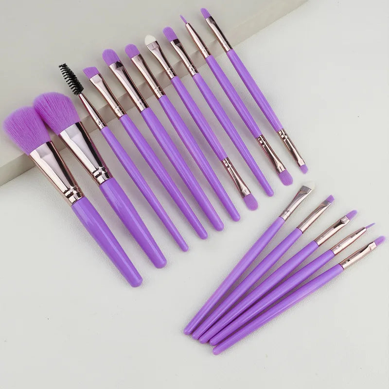 15pc Makeup Brush Set with Face Eye Lip Foundation Blush Eyelash Tools - Color Variations