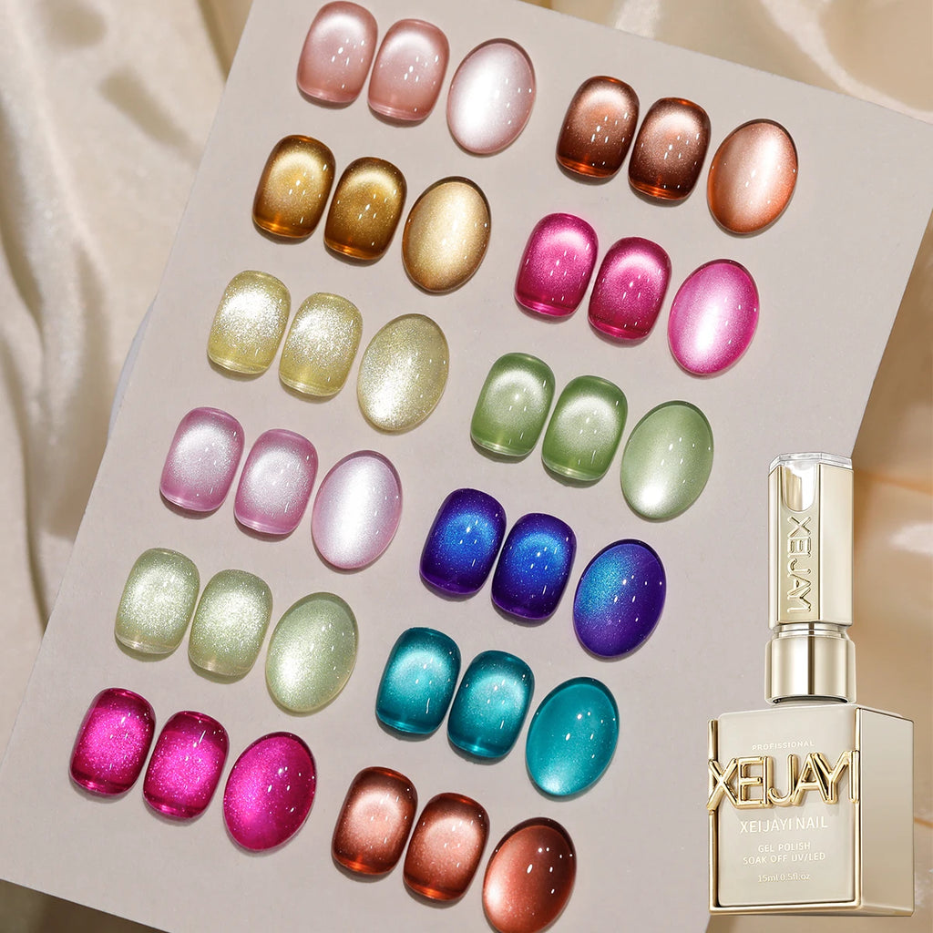 Rainbow Cat Eye Gel Nail Polish Set 12 Colors 15ml Semi-Permanent UV LED Nails