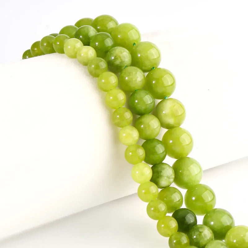 Natural Peridot Chalcedony Green Jades Bead Set for Jewelry Making - 6/8/10mm