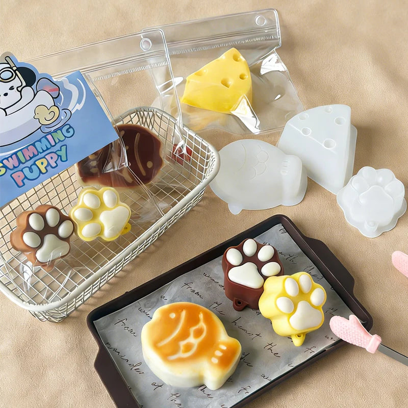 DIY Liquid Silicone Squishy Kit Set - Kawaii Cat Paw & Cartoon Characters