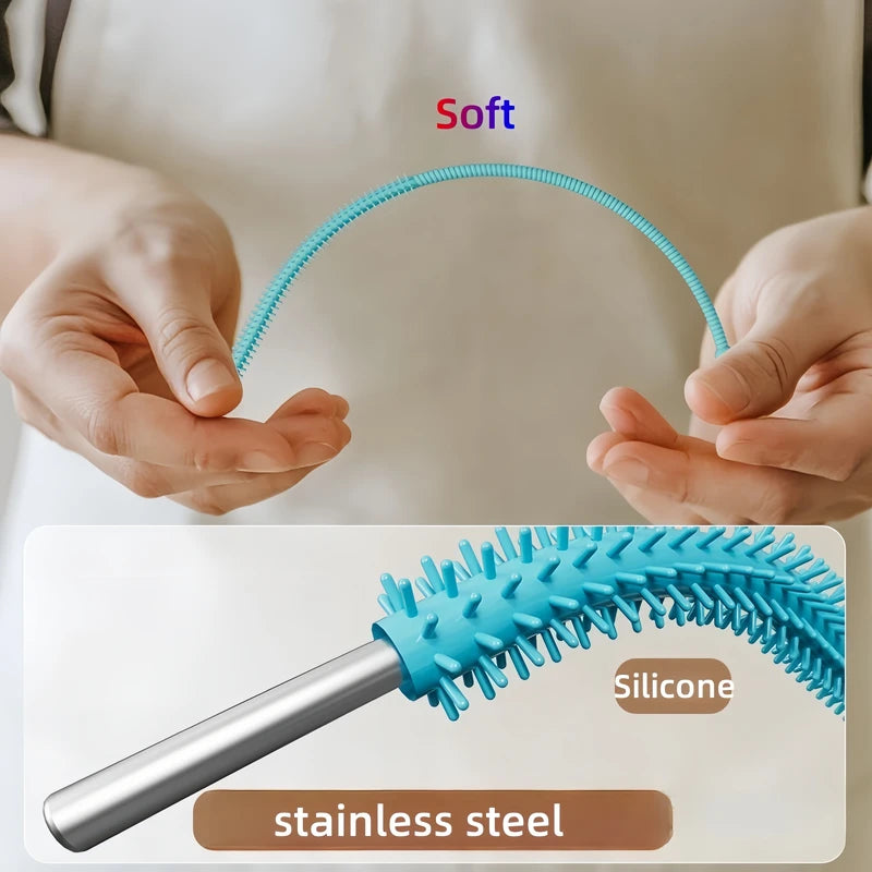 Long Silicone Straw Cleaner Brush for Reusable Cups & Straws - Deep Cleaning Tool
