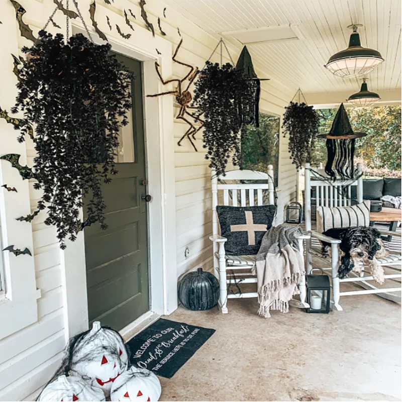Artificial Vines 2-Pack UV-Resistant Hanging Plants for Indoor & Outdoor Home Decor
