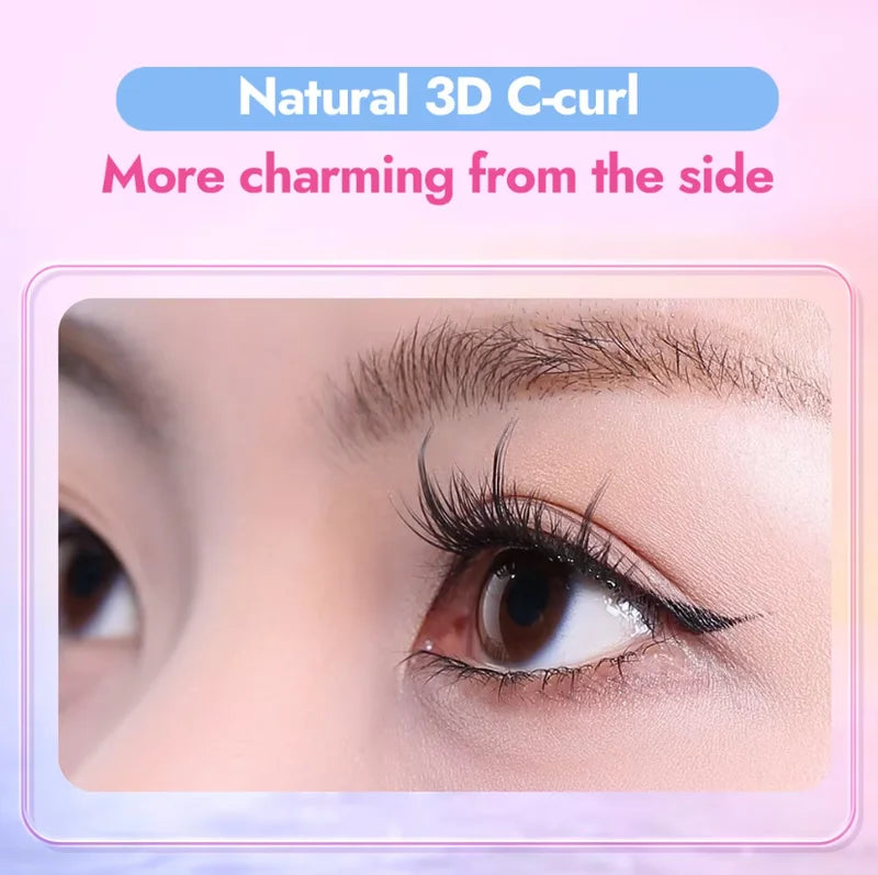 Large Capacity Self-Adhesive False Eyelashes - 10 Rows, 10-12MM C-Curl Natural Look