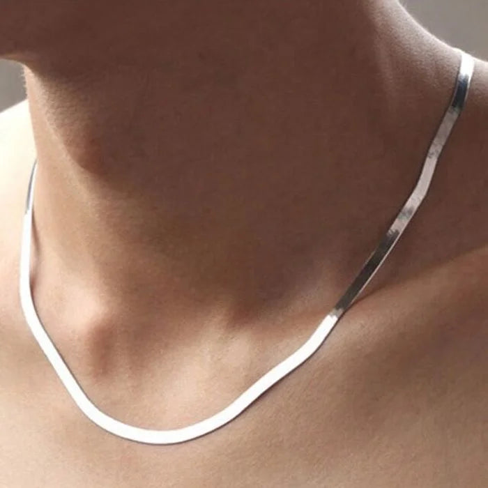 Silver Chain Necklace for Women Men 4MM Fine Jewelry Wedding Gift