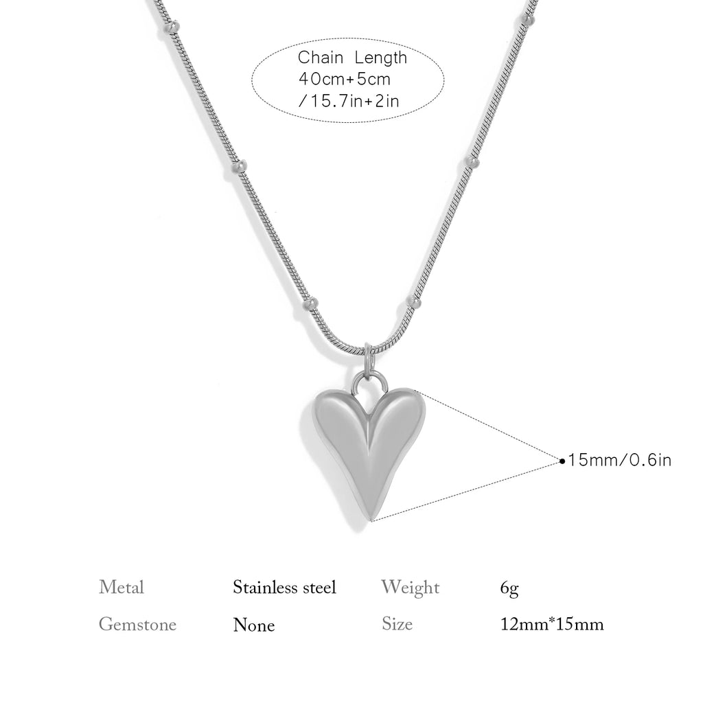 Minimalist Stainless Steel Heart Necklace for Women - 18k Gold Plated Jewelry