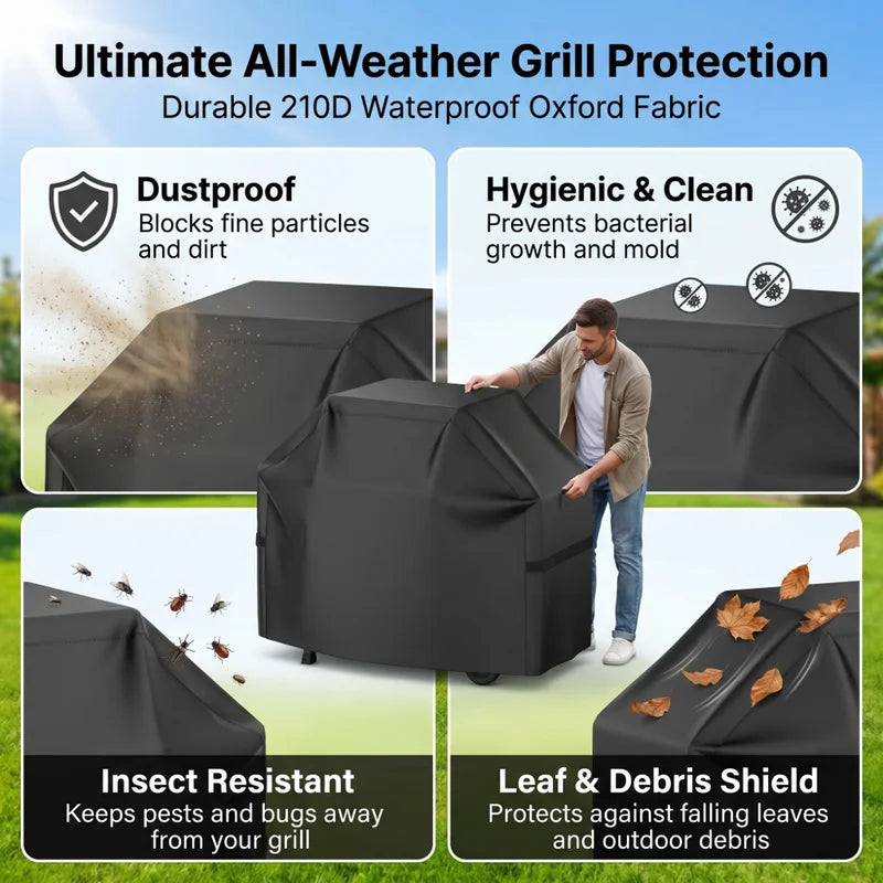 Waterproof BBQ Cover 22-72 Inch Anti-UV Fade-Resistant Grill Protector