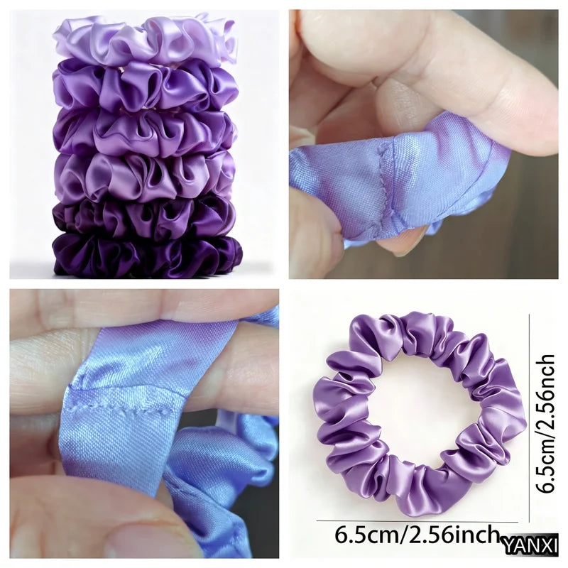Bulk Satin Scrunchies Hair Ties Set - 100 Colors, Small 6.5cm for Women