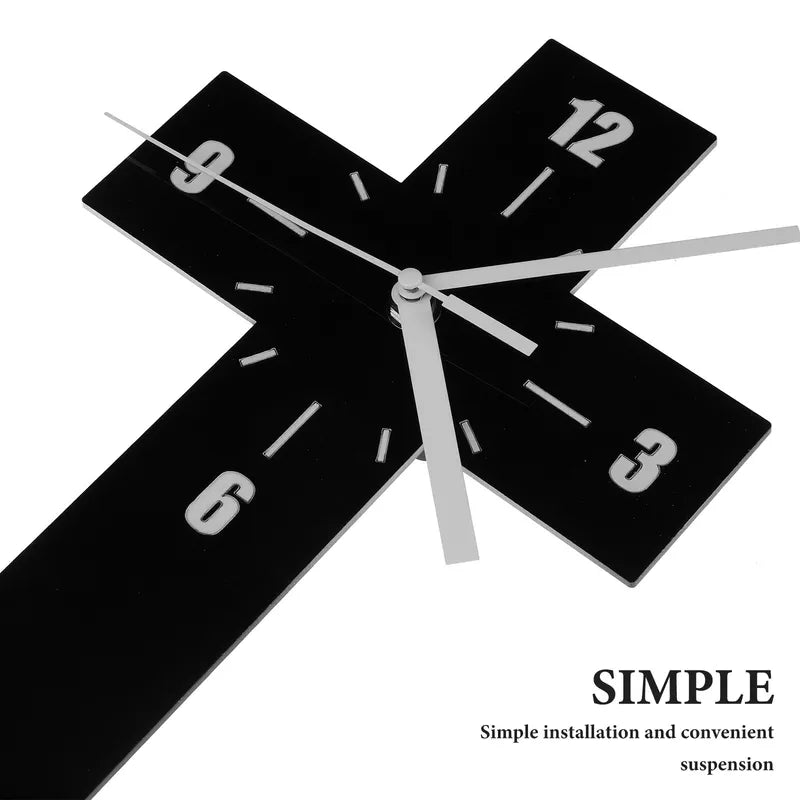 Silent Acrylic Cross Wall Clock - Modern Decorative Clock for Living Room & Bedroom
