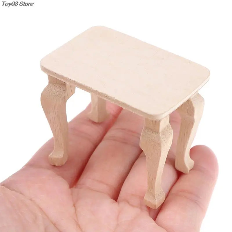 Mini Wooden Dollhouse Table - 1:12 Scale Dollhouse Miniature Furniture