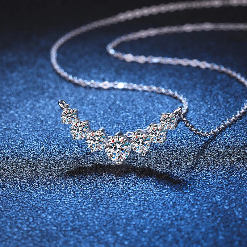 Moissanite Necklace for Women Wedding Jewelry 925 Sterling Silver Plated 18K White Gold
