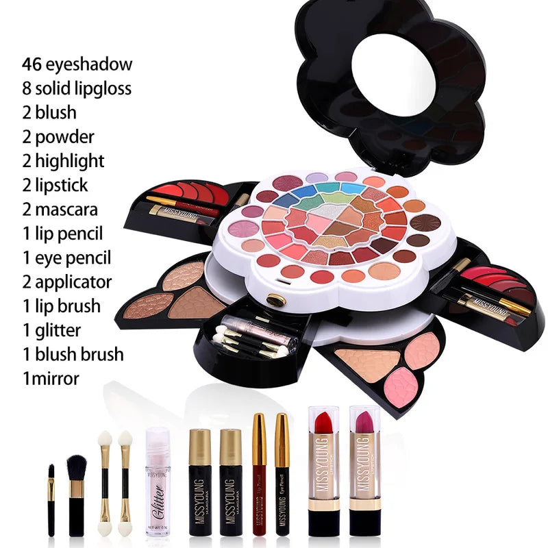 All-in-One Makeup Kit with Eyeshadow Lipstick Blush Highlights Portable Cosmetic Set