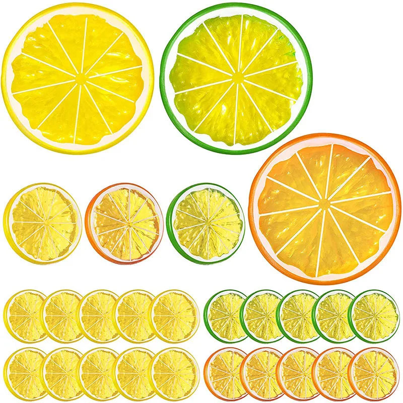 5pcs Artificial Fruit Decorations for Party & Holiday Home Decor - Lemon & Orange Props