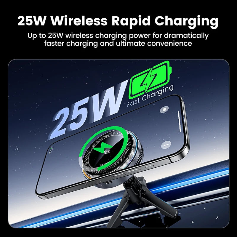 Wireless Car Phone Charger Holder with Magnetic Mount & Cooling for iPhone, Samsung