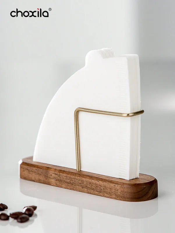 Wooden Coffee Filter Paper Holder Stand Kitchen Organizer with Variants
