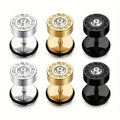 2-Pack Men's Stainless Steel Ear Studs, Hip-Hop Punk Style Piercing Accessories, Matching Couple's Jewelry