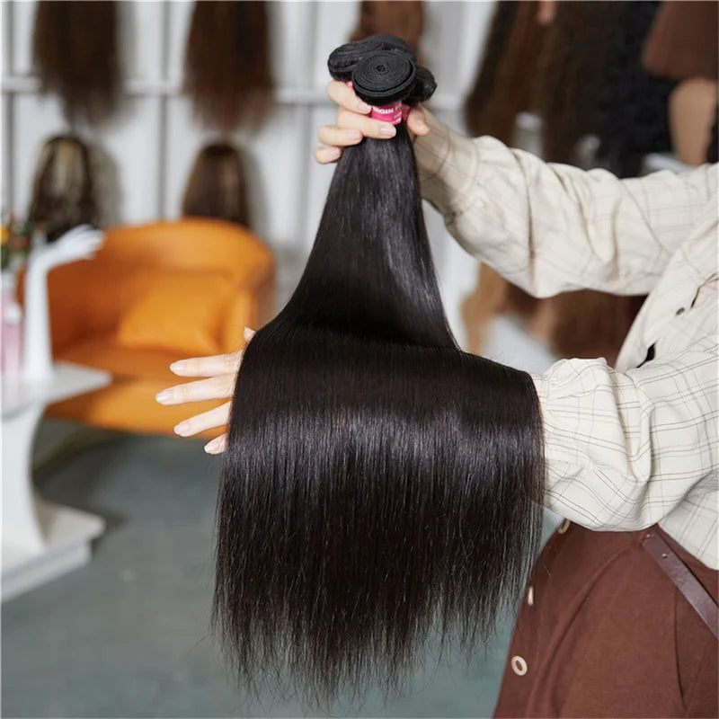 Brazilian Bone Straight Hair Bundles 30 Inch Human Hair Weave - Virgin Remy, Full & Dyeable