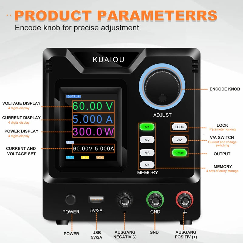 Programmable DC Power Supply 1000V 10A Adjustable Lab Power Supply with RS232
