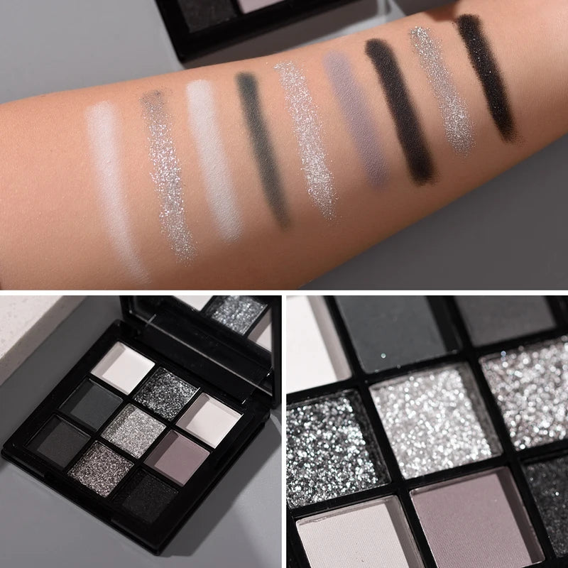 9 Color Waterproof Eyeshadow Palette - Matte & Shiny Smoky Eye Makeup